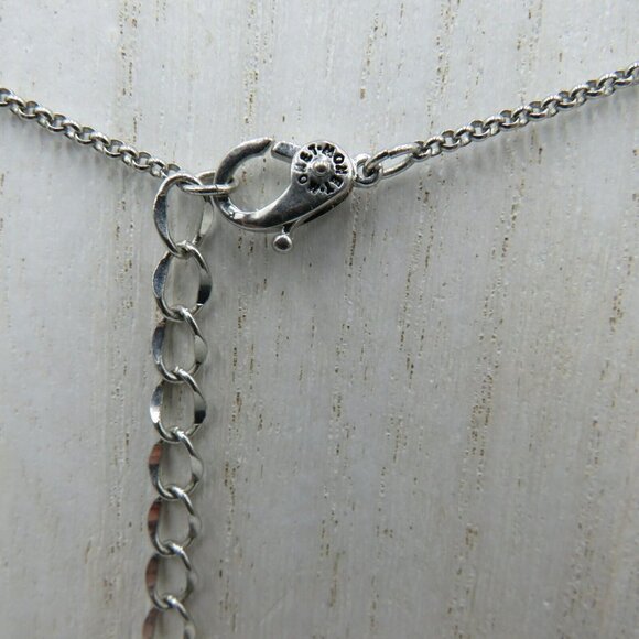 Monet Necklace Imitation Pearl Pendant 15" Silver Tone Chain Clear‎ Rhinestones - Picture 5 of 6